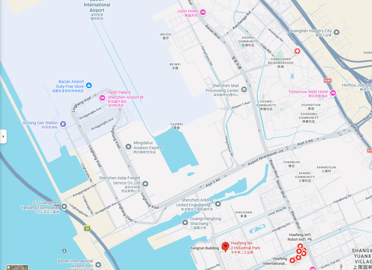 Map showing Shenzhen Bao'an area and Huafeng 2nd Industrial Park