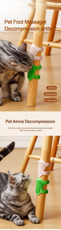 wholesale custom silicone cat scratcher table leg toy with built in grooming brush & massage