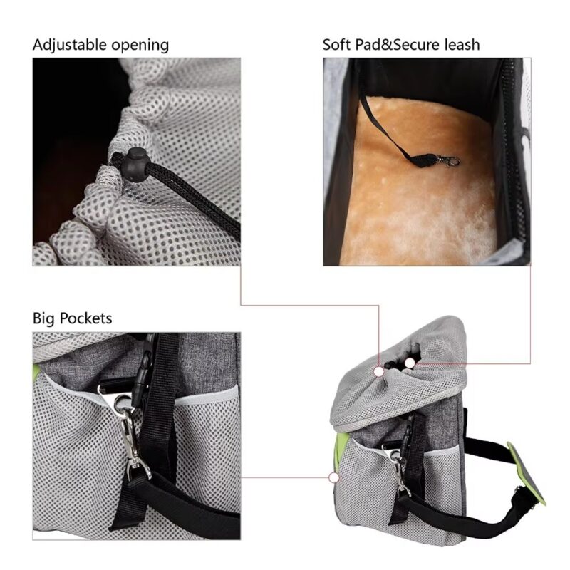 wholesale waterproof pet carrier portable dog bike basket with adjustable shoulder strap & safety features