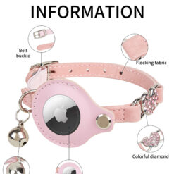 wholesale custom reflective leather kitten collar with airtag holder & bell for girls