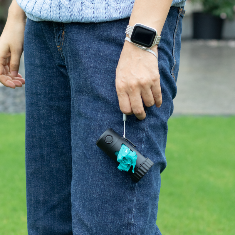 led pet poop bag dispenser with flashlight eco friendly, biodegradable & portable