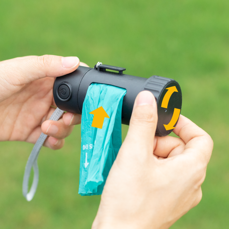 led pet poop bag dispenser with flashlight eco friendly, biodegradable & portable