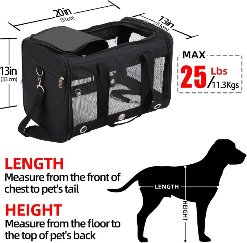 large capacity checkered pet carrier bag lightweight 600d oxford fabric, durable & portable, multi size options