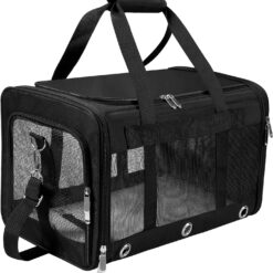 large capacity checkered pet carrier bag lightweight 600d oxford fabric, durable & portable, multi size options