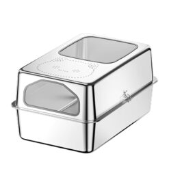 wholesale semi enclosed stainless steel cat litter box – high edge, odor control, includes metal scoop | oem manufacturer