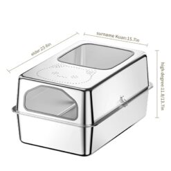 wholesale semi enclosed stainless steel cat litter box – high edge, odor control, includes metal scoop | oem manufacturer