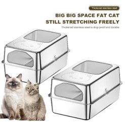 wholesale semi enclosed stainless steel cat litter box – high edge, odor control, includes metal scoop | oem manufacturer