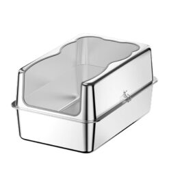 wholesale semi enclosed stainless steel cat litter box – high edge, odor control, includes metal scoop | oem manufacturer