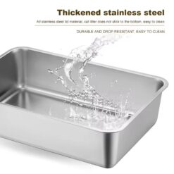wholesale large stainless steel cat litter pan – high side, smooth surface, easy clean, rust proof – oem bulk