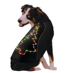 led christmas dog harness usb rechargeable with glow lights & embroidery