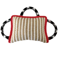 large linen dog bite pillow wedge eco friendly tug training toy with 3 handles for aggressive chewers