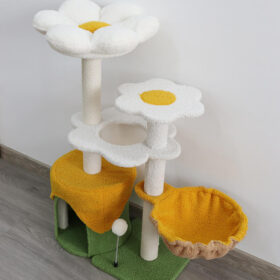 modern luxury large cat tree with integrated sisal scratching platform & wood nest condo premium furniture for kittens