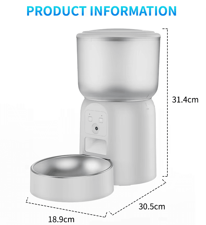 wifi smart pet feeder with hd camera 3l automatic food dispenser for cats & dogs