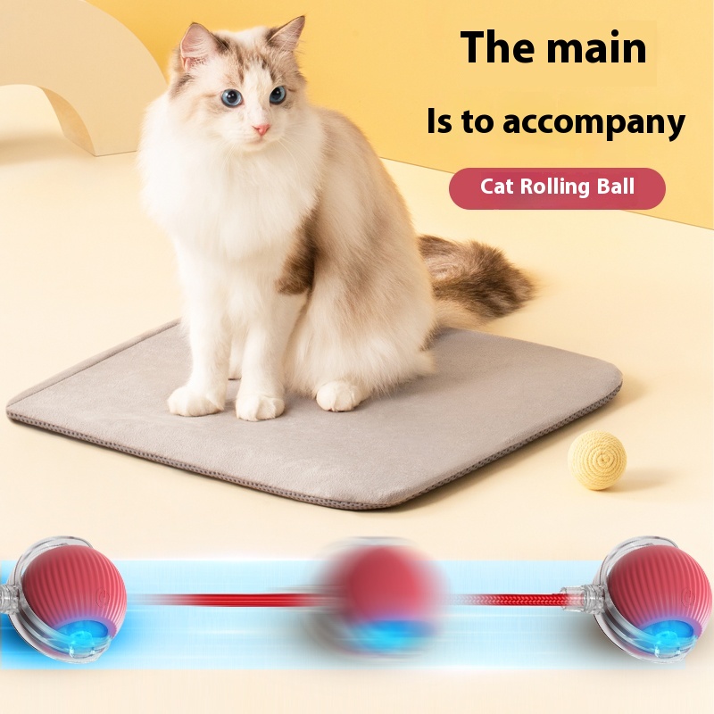 smart cat rolling ball food grade silicone, touch sensitive, auto moving toy for natural hunting simulation & continuous play