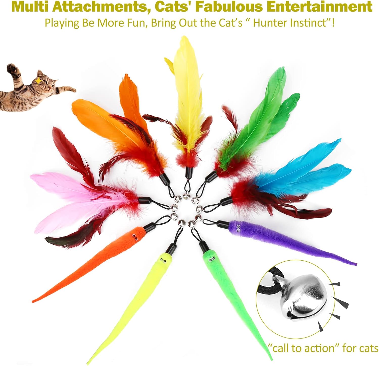 purple blue retractable cat feather wand interactive chicken feather teaser toy with plastic wood stick