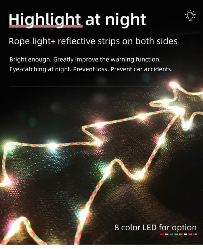 led christmas dog harness usb rechargeable with glow lights & embroidery