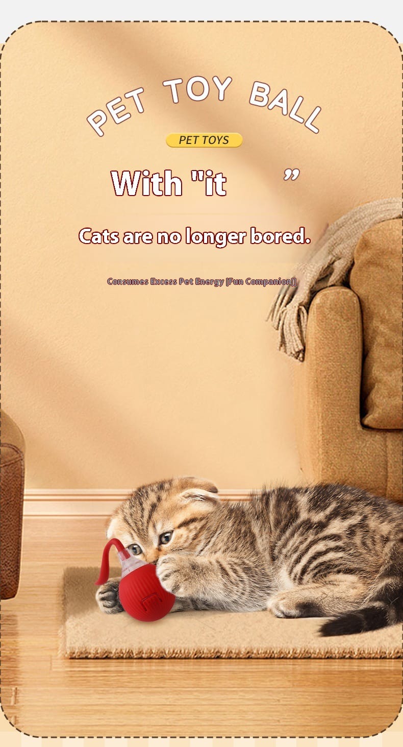 smart cat rolling ball food grade silicone, touch sensitive, auto obstacle avoidance, cute sporty design