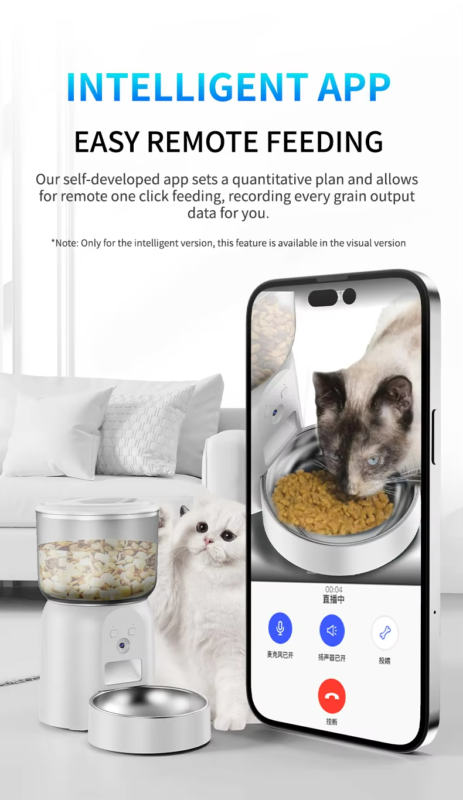 wifi smart pet feeder with hd camera 3l automatic food dispenser for cats & dogs