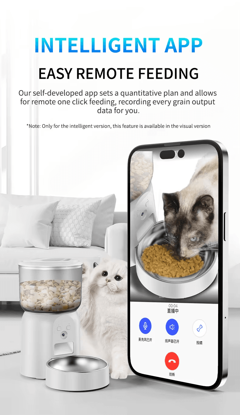 wifi smart pet feeder with hd camera 3l automatic food dispenser for cats & dogs