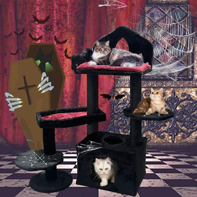 premium multi level cat tree tower with condo and scratching posts for indoor cats & kittens