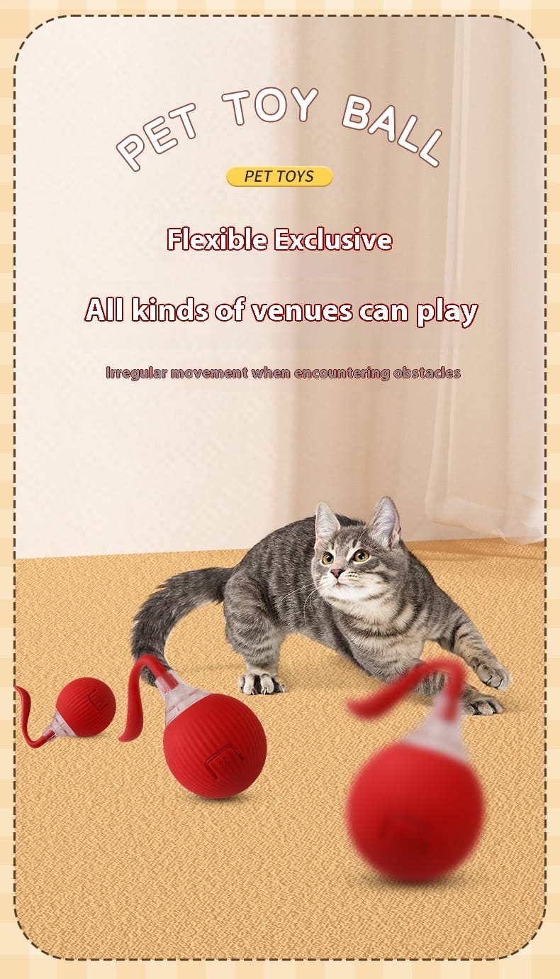 smart cat rolling ball food grade silicone, touch sensitive, auto obstacle avoidance, cute sporty design