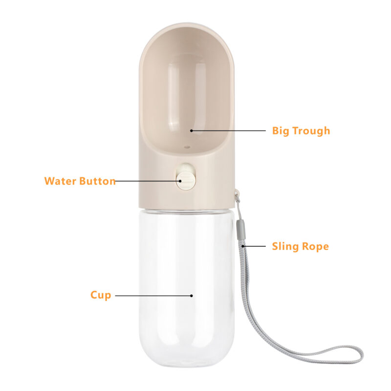 portable pet water bottle with bowl leak proof, food grade, for dogs & cats