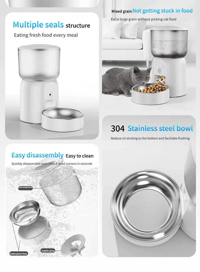 wifi smart pet feeder with hd camera 3l automatic food dispenser for cats & dogs