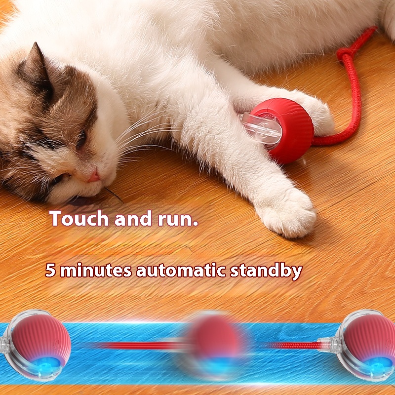 smart cat rolling ball food grade silicone, touch sensitive, auto moving toy for natural hunting simulation & continuous play