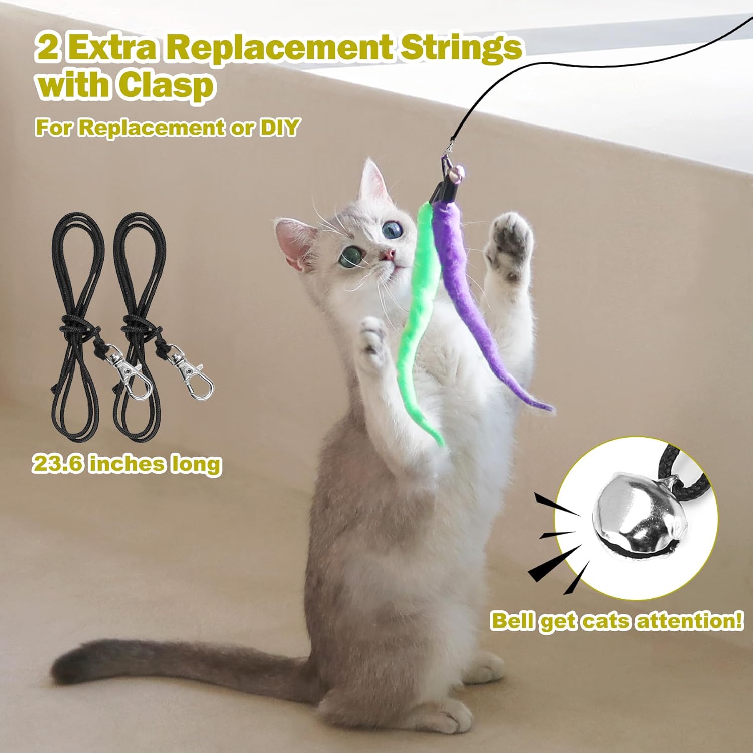 purple blue retractable cat feather wand interactive chicken feather teaser toy with plastic wood stick